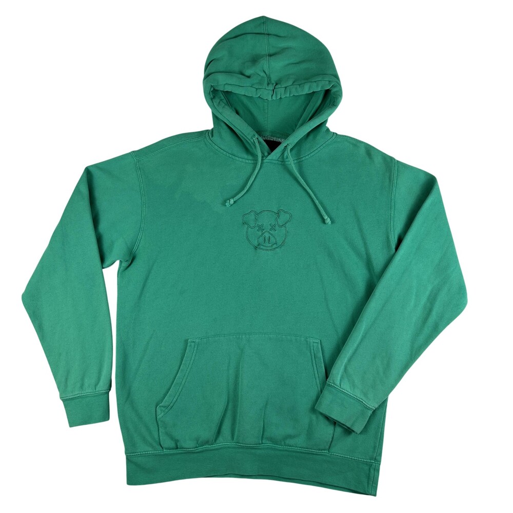 Shane Dawson Hoodie Mens Medium Green Pig Embroidered Fleece Pullover Sweatshirt